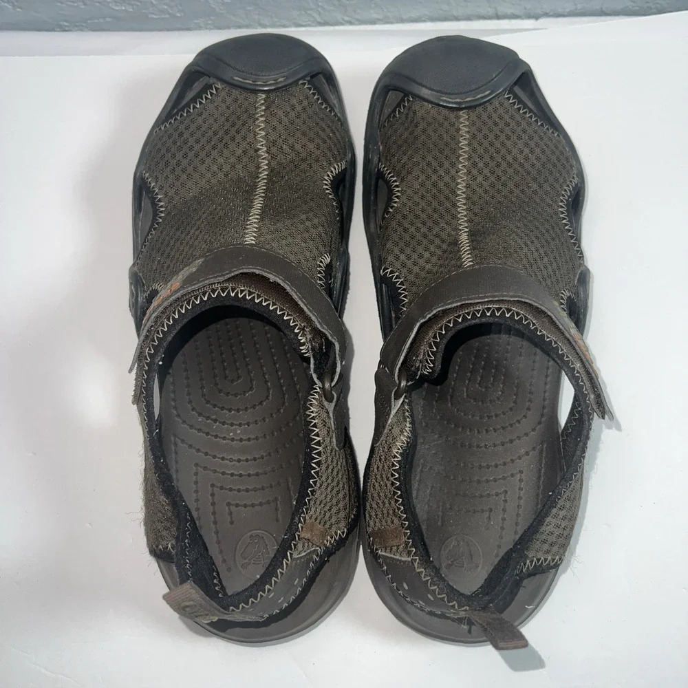 CROCS Brown Mesh Swiftwater Outdoor‎ Hiking Men's Sandals Size 11